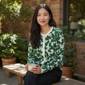 Kate Spade Green Leaf Cardigan Sweater